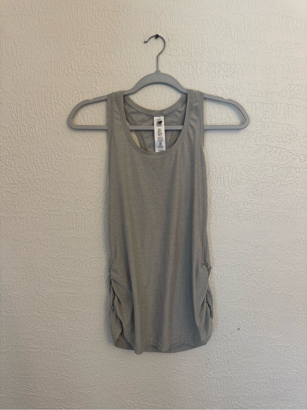 New Balance Gray Scoop Neck Tank with Side Ruching